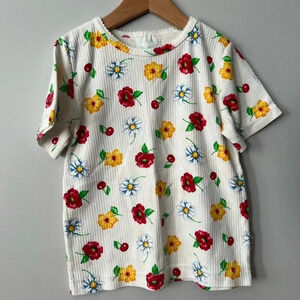 Vintage Healthtex Short Sleeve T-Shirt | White Colourful Floral | Union Tag |  6